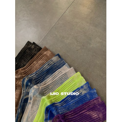 IJIO 秋冬做舊廢土風粗線褪色紥染中筒襪ins風工裝襪復古堆堆潮襪