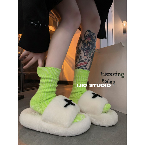 IJIO 秋冬做舊廢土風粗線褪色紥染中筒襪ins風工裝襪復古堆堆潮襪 IJIO 秋冬做舊廢土風粗線褪色紥染中筒襪ins風工裝襪復古堆堆潮襪