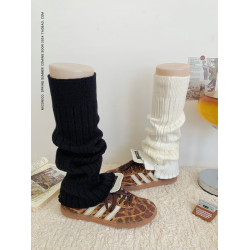miconico秋冬厚針織堆堆襪套女生y2k修飾腿型紐釦腿套顯瘦長筒襪