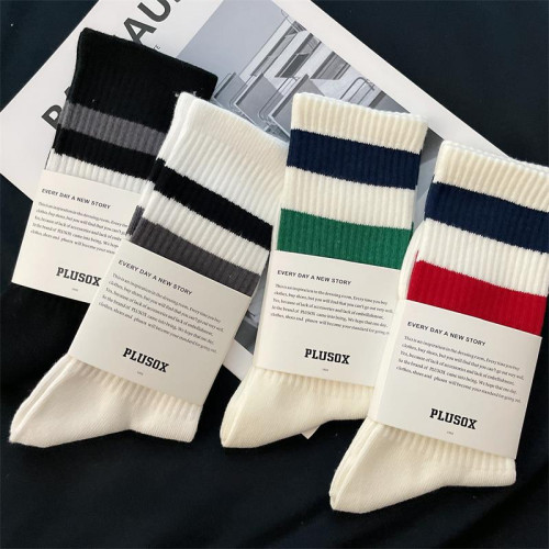 日本MUl純棉男女中長筒襪潮牌撞色條紋長襪男足球運動襪抗菌防臭 日本MUl純棉男女中長筒襪潮牌撞色條紋長襪男足球運動襪抗菌防臭