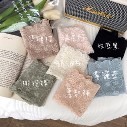 蜜桃純欲性感可愛一片式蕾絲花波浪邊輕薄透氣底襠中腰三角內褲女
