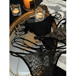 黑金禦姐•北歐浪漫綁帶女士蕾絲內褲女生性感勾人火辣高級感丁字