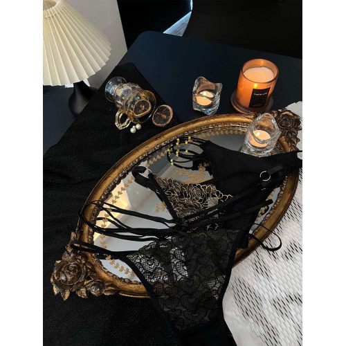 黑金禦姐•北歐浪漫綁帶女士蕾絲內褲女生性感勾人火辣高級感丁字 黑金禦姐•北歐浪漫綁帶女士蕾絲內褲女生性感勾人火辣高級感丁字