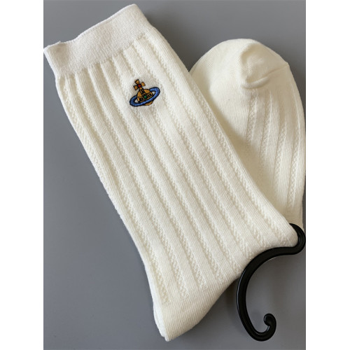 經典款土星刺綉寬雙針女士文藝中筒襪子日式棉混百搭小腿堆堆襪子