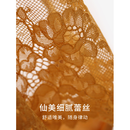 金三塔真絲中腰內褲 舒適透氣蠶絲拼蕾絲三角褲100%桑蠶絲內衣女