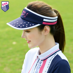 高爾夫運動女士刺綉球帽空頂帽子防曬遮陽帽
