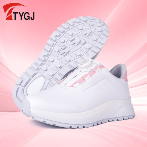 2025夏季高爾夫女士球鞋旋鈕鞋帶增高百搭厚底防滑防水輕便休閒鞋 2025夏季高爾夫女士球鞋旋鈕鞋帶增高百搭厚底防滑防水輕便休閒鞋