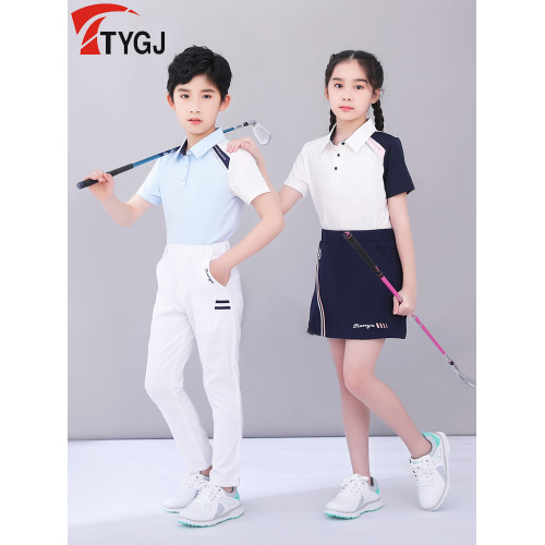 夏季高爾夫服裝 兒童短袖T恤POLO衫 中大童速乾翻領運動球服上衣 夏季高爾夫服裝 兒童短袖T恤POLO衫 中大童速乾翻領運動球服上衣