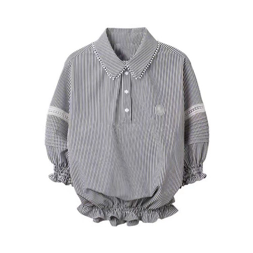 特價清韓系小衆高爾夫女士服裝時尚百搭條紋收褶上衣顯瘦高腰短裙 特價清韓系小衆高爾夫女士服裝時尚百搭條紋收褶上衣顯瘦高腰短裙