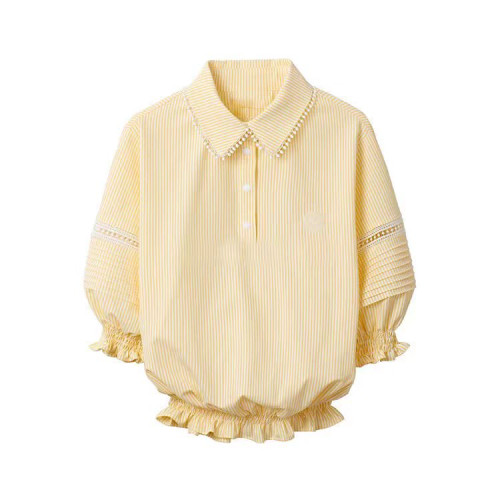 特價清韓系小衆高爾夫女士服裝時尚百搭條紋收褶上衣顯瘦高腰短裙 特價清韓系小衆高爾夫女士服裝時尚百搭條紋收褶上衣顯瘦高腰短裙