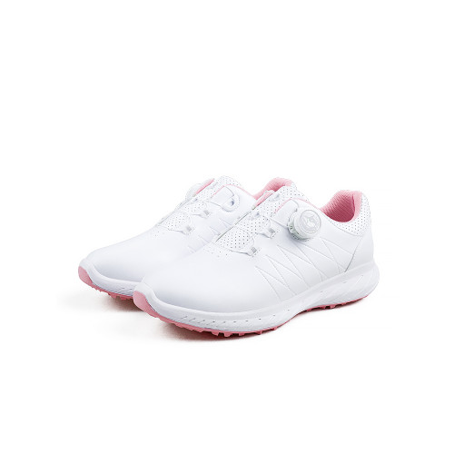 高爾夫球鞋女士旋轉紐鞋帶輕便防水防滑固定釘白粉色運動球鞋子 高爾夫球鞋女士旋轉紐鞋帶輕便防水防滑固定釘白粉色運動球鞋子