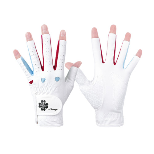 高爾夫手套女士露指超纖布觸控螢幕透氣防滑防曬可水洗拼色桃心彈力 高爾夫手套女士露指超纖布觸控螢幕透氣防滑防曬可水洗拼色桃心彈力