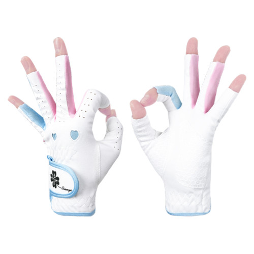 高爾夫手套女士露指超纖布觸控螢幕透氣防滑防曬可水洗拼色桃心彈力 高爾夫手套女士露指超纖布觸控螢幕透氣防滑防曬可水洗拼色桃心彈力