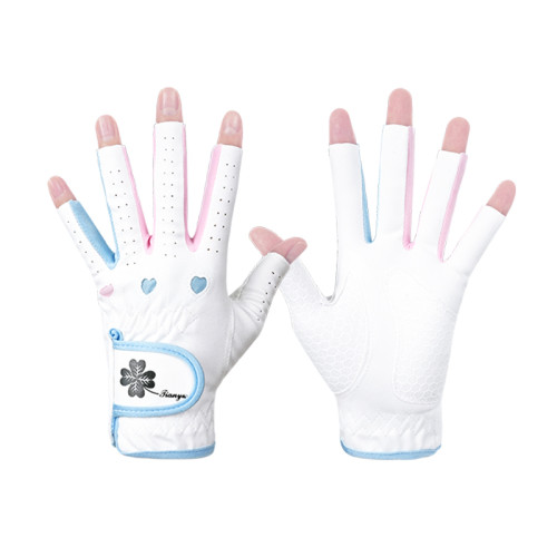 高爾夫手套女士露指超纖布觸控螢幕透氣防滑防曬可水洗拼色桃心彈力 高爾夫手套女士露指超纖布觸控螢幕透氣防滑防曬可水洗拼色桃心彈力