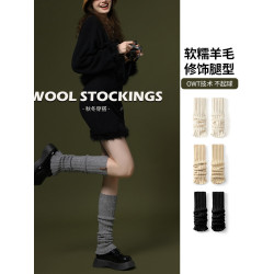 高爾夫服裝秋冬女士襪套韓國小腿襪保暖顯瘦長襪羊毛針織堆堆襪子