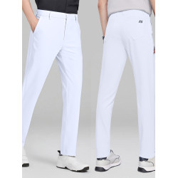 高爾夫男士長褲夏季春秋褲子男裝球褲速乾高彈力運動長褲白色不透