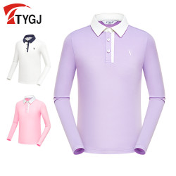 高爾夫兒童服裝春夏男女童長袖柔軟親膚簡約時尚運動休閒上衣服飾