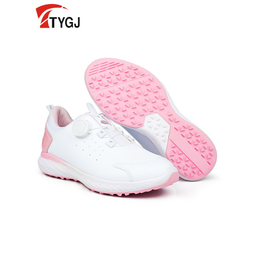 高爾夫球鞋防水防滑旋轉鈕鞋帶女鞋超纖皮固定釘休閒運動透氣鞋子 高爾夫球鞋防水防滑旋轉鈕鞋帶女鞋超纖皮固定釘休閒運動透氣鞋子