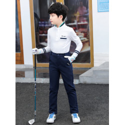 高爾夫球兒童長袖T恤親子男女童POLO衫學生校園團體運動上衣服裝