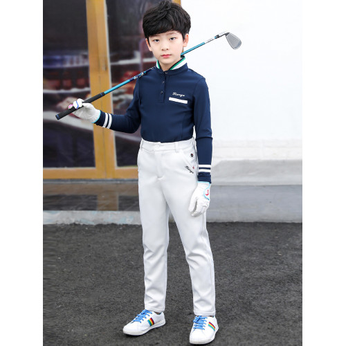 高爾夫球兒童長袖T恤親子男女童POLO衫學生校園團體運動上衣服裝 高爾夫球兒童長袖T恤親子男女童POLO衫學生校園團體運動上衣服裝