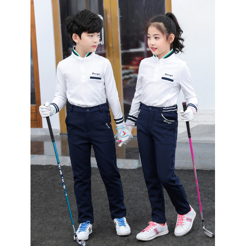 高爾夫球兒童長袖T恤親子男女童POLO衫學生校園團體運動上衣服裝 高爾夫球兒童長袖T恤親子男女童POLO衫學生校園團體運動上衣服裝