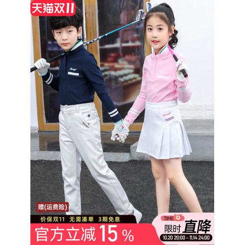 高爾夫球兒童長袖T恤親子男女童POLO衫學生校園團體運動上衣服裝 高爾夫球兒童長袖T恤親子男女童POLO衫學生校園團體運動上衣服裝