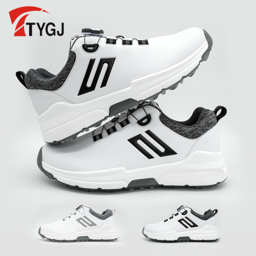 春季新款高爾夫球鞋男士休閒運動旋鈕鞋帶防水固定釘防滑透氣舒適 春季新款高爾夫球鞋男士休閒運動旋鈕鞋帶防水固定釘防滑透氣舒適