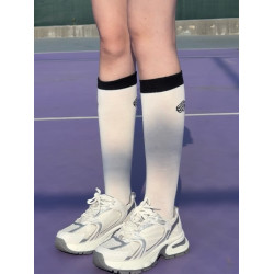 高爾夫襪子女拼色簡約小腿襪高級感撞色網紅百搭運動跑步透氣球襪