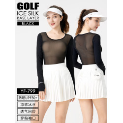 2025高爾夫女裝夏季冰絲防曬衣女士內搭打底衫透氣長袖衣服白上衣