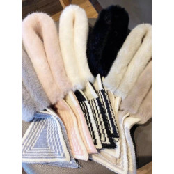 韓國高爾夫服裝冬季圍巾女士運動時尚保暖毛毛圍脖護頸蝴蝶結毛領