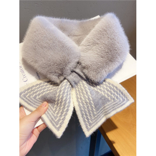 韓國高爾夫服裝冬季圍巾女士運動時尚保暖毛毛圍脖護頸蝴蝶結毛領