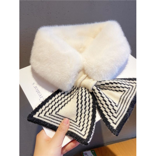 韓國高爾夫服裝冬季圍巾女士運動時尚保暖毛毛圍脖護頸蝴蝶結毛領