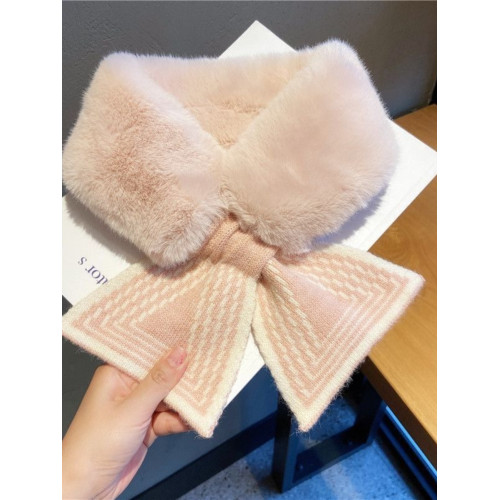 韓國高爾夫服裝冬季圍巾女士運動時尚保暖毛毛圍脖護頸蝴蝶結毛領