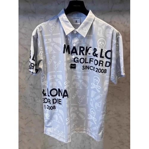 25夏季新款韓國高爾夫服裝男士翻領半系釦字母POLO衫短袖T恤潮