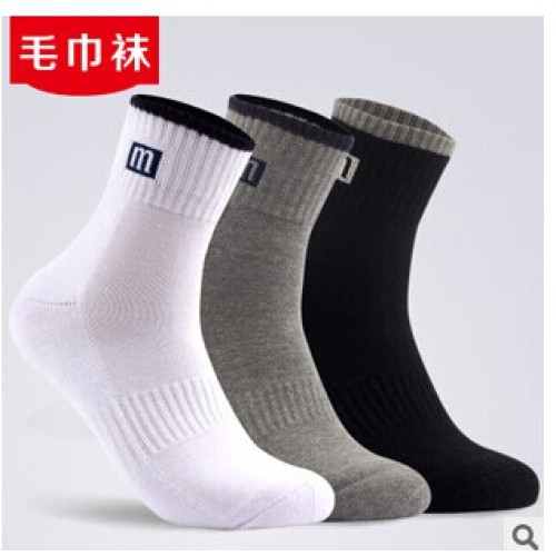 外單M高爾夫襪子全棉男女運動襪 毛巾底中襪 吸汗保暖 秋冬加厚襪