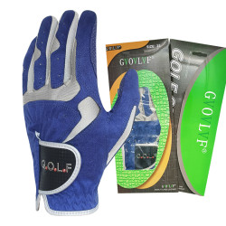 高爾夫手套藍色超纖細布材質手掌防滑顆粒高爾夫戶外運動左右手套