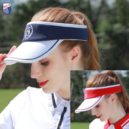 ZG6高爾夫球帽運動空頂帽白底寶蘭色防曬遮陽帽子 ZG6高爾夫球帽運動空頂帽白底寶蘭色防曬遮陽帽子