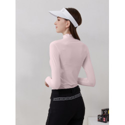 夏季高爾夫女款冰絲打底長袖t恤戶外運動防曬衣冰絲服裝速乾白色