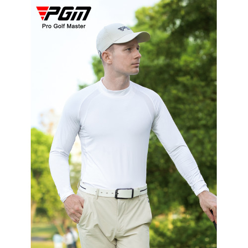 PGM夏季高爾夫防曬衣冰絲打底衫男士長袖t恤服裝男裝高領圓領內衣