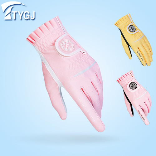 2雙可 高爾夫球女士手套防滑PU皮革耐磨透氣粉黃色左右手1雙 2雙可 高爾夫球女士手套防滑PU皮革耐磨透氣粉黃色左右手1雙