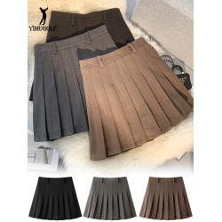 高爾夫球服裝加長百褶裙女秋冬裙子高腰a字裙顯瘦百搭毛呢半身裙