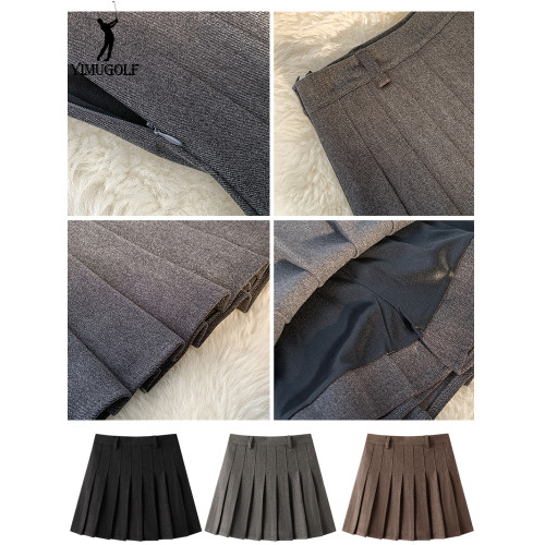 高爾夫球服裝加長百褶裙女秋冬裙子高腰a字裙顯瘦百搭毛呢半身裙 高爾夫球服裝加長百褶裙女秋冬裙子高腰a字裙顯瘦百搭毛呢半身裙