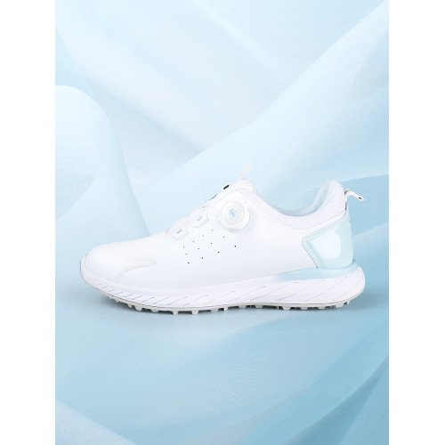 高爾夫女士球鞋防水防滑旋轉鈕鞋帶白藍粉色超纖皮固定釘運動鞋子 高爾夫女士球鞋防水防滑旋轉鈕鞋帶白藍粉色超纖皮固定釘運動鞋子