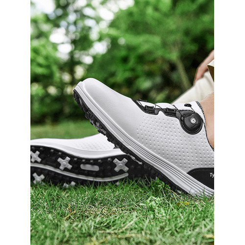 GUOOGUL高爾夫球鞋休閒運動鞋男女戶外防水防滑男鞋旋轉紐釦女鞋