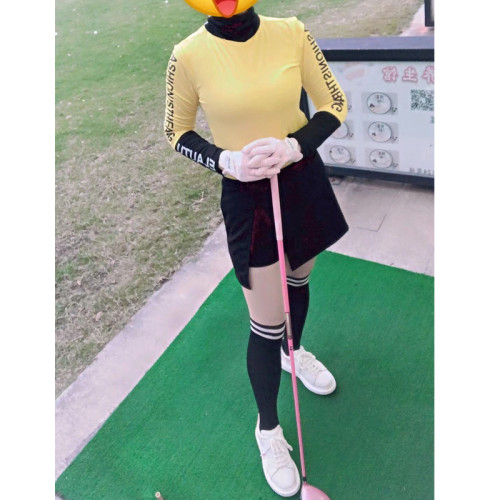 秋冬款高爾夫服裝女高領打底衫長袖T恤顯瘦彈力緊身透氣加絨保暖