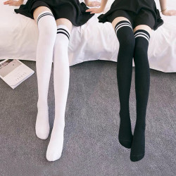 女士高爾夫襪子四季運動棉襪彈力二杠襪中長筒襪過膝襪golf球襪女