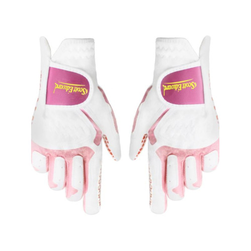 女士高爾夫手套進口超纖布防滑耐磨白粉色雙手裝透氣左右手 女士高爾夫手套進口超纖布防滑耐磨白粉色雙手裝透氣左右手