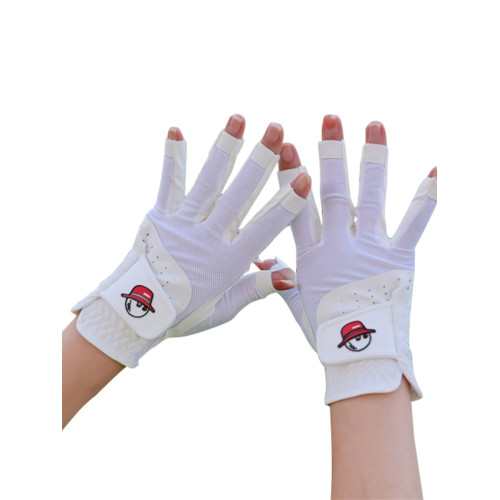 漁夫帽高爾夫手套女士 透氣耐磨 白色粉色左右雙手露指 漁夫帽高爾夫手套女士 透氣耐磨 白色粉色左右雙手露指