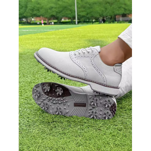 真皮男士高爾夫球鞋布洛克雕花商務休閒有釘防滑耐磨運動鞋子 真皮男士高爾夫球鞋布洛克雕花商務休閒有釘防滑耐磨運動鞋子