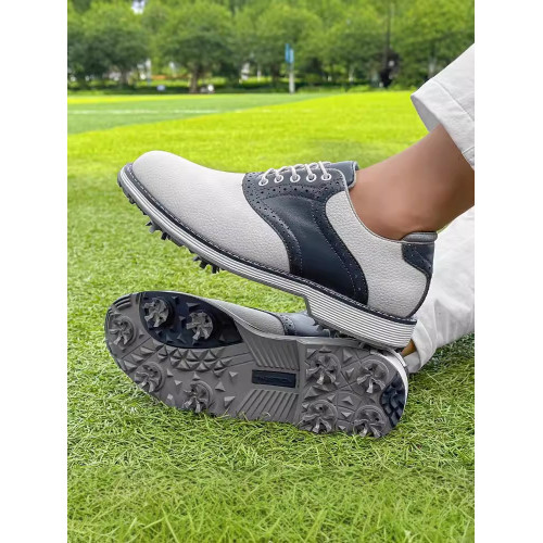 真皮男士高爾夫球鞋布洛克雕花商務休閒有釘防滑耐磨運動鞋子 真皮男士高爾夫球鞋布洛克雕花商務休閒有釘防滑耐磨運動鞋子